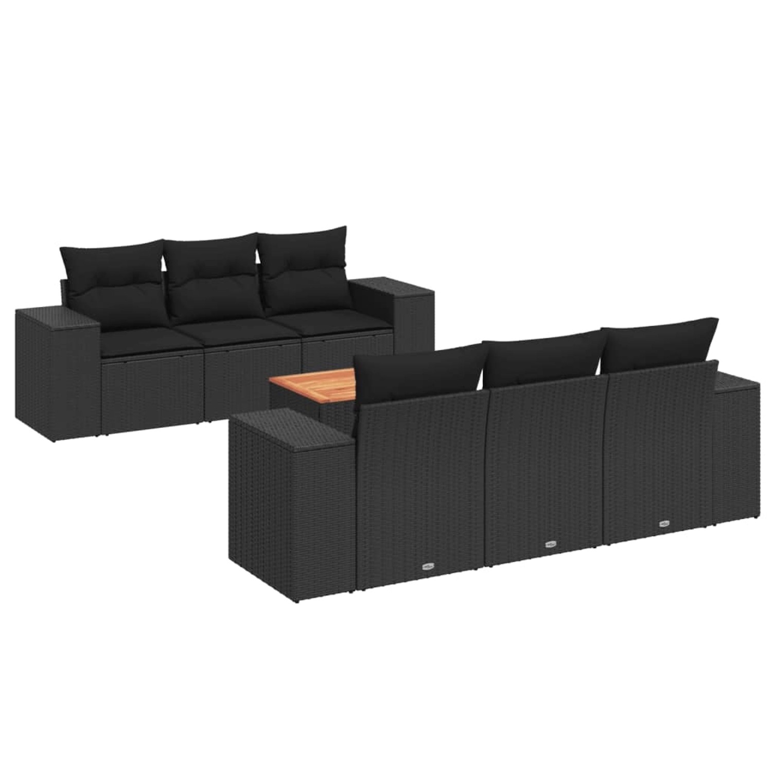 vidaXL 7-tlg Garten-Sofagarnitur mit Kissen Schwarz Poly Rattan Modell 34 günstig online kaufen