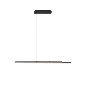 Schwarze, matte LED-Pendelleuchte Odio. Modernes, lineares Design mit integrierter LED-Lichtleiste.