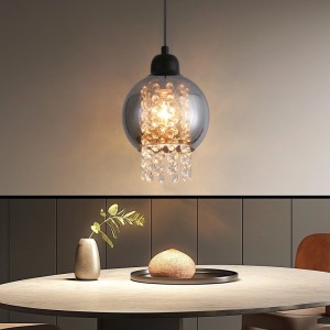 ZMH Pendelleuchte 1 flammig Vintage Rauchglas E27 Hängeleuchte für Esszimmer Wohnzimmer Küche