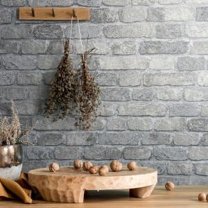 Marburg Vliestapete Imagine Holz/Stein Grau: Graue Steinoptik Tapete für Wohnraum.