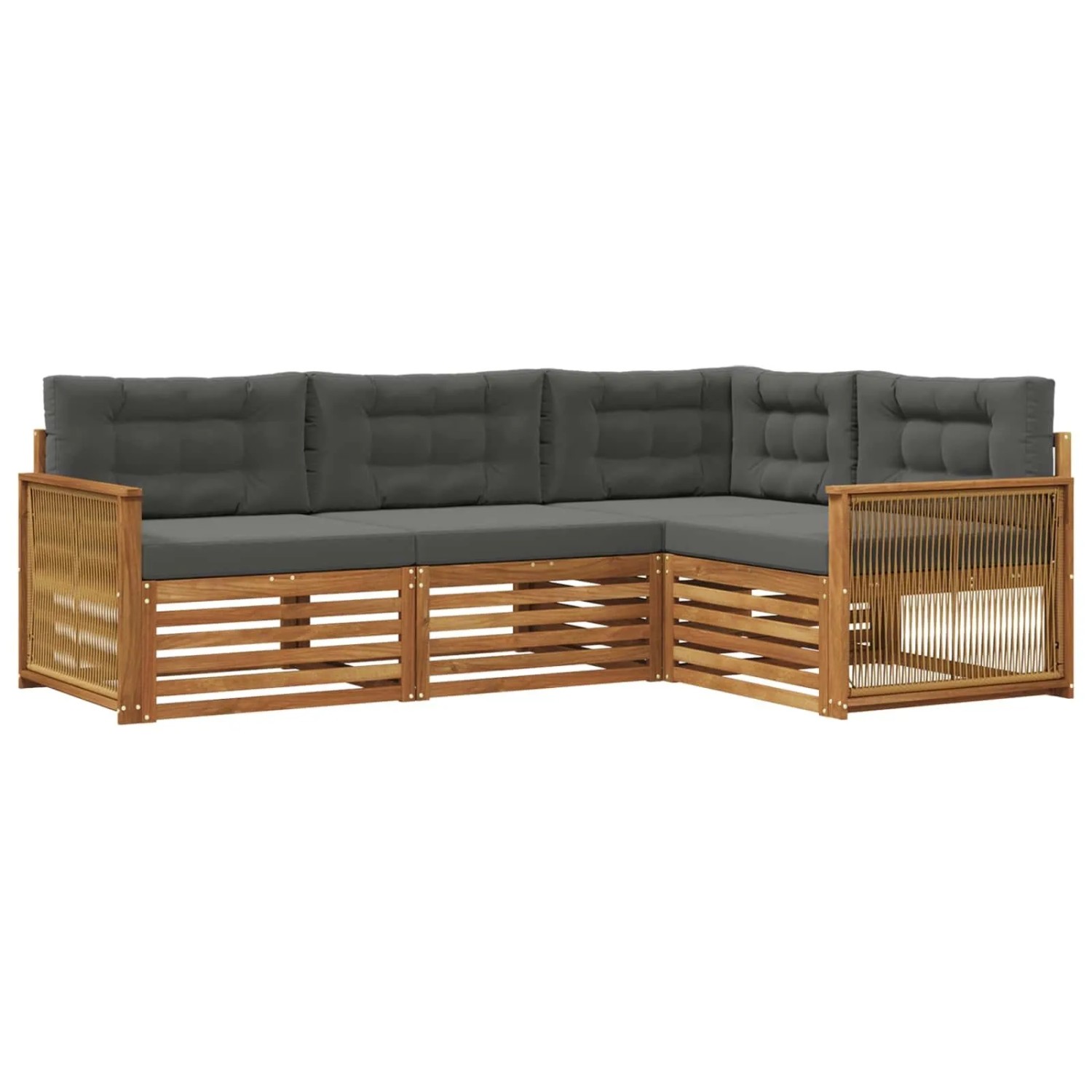 vidaXL Outdoor-Sofagarnitur mit Kissen 4 Stk Natur und Anthrazit 3383300