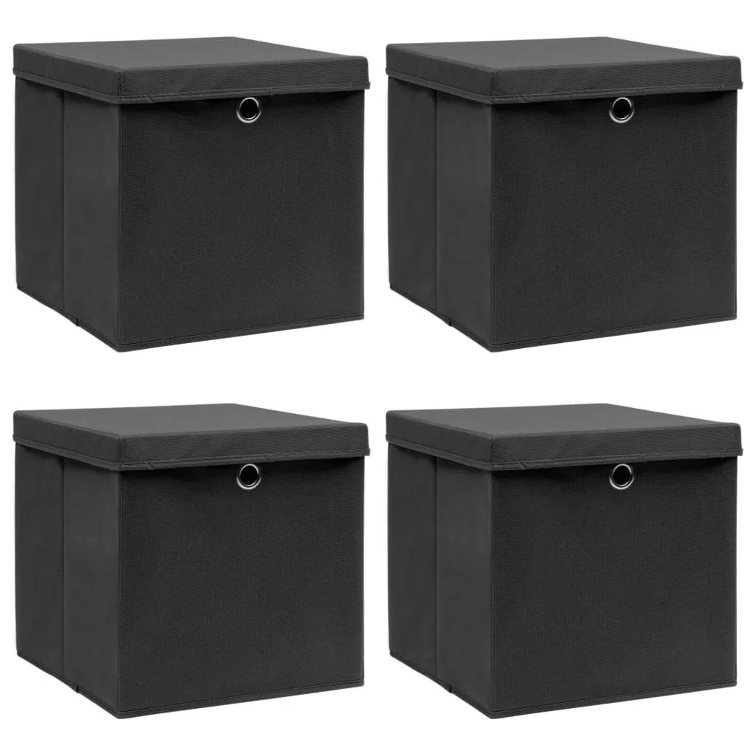 vidaXL Aufbewahrungsboxen mit Deckeln 4 Stk Schwarz 32x32x32 cm Stoff 288333