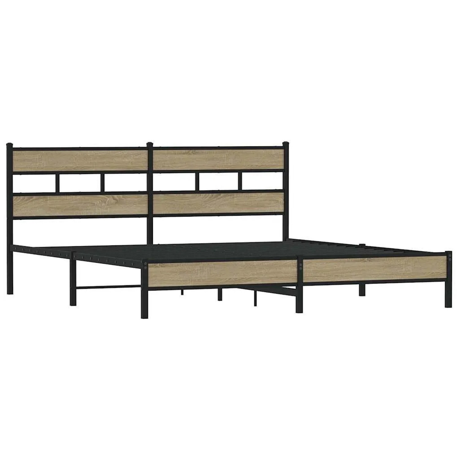 vidaXL Metallbett ohne Matratze Sonoma-Eiche 200x200 cm 3308498 günstig online kaufen