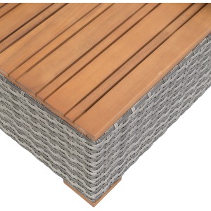 Detailaufnahme Gartensofa Bahia Style, Polyrattan grau, Akazienholz, Lounge-Gartenmöbel