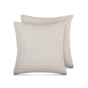2er-Pack Bestlivings Sofakissen in Cord-Optik, creme, 40x40 cm. Dekorative Sitzkissen für Wohnzimmer und Garten.