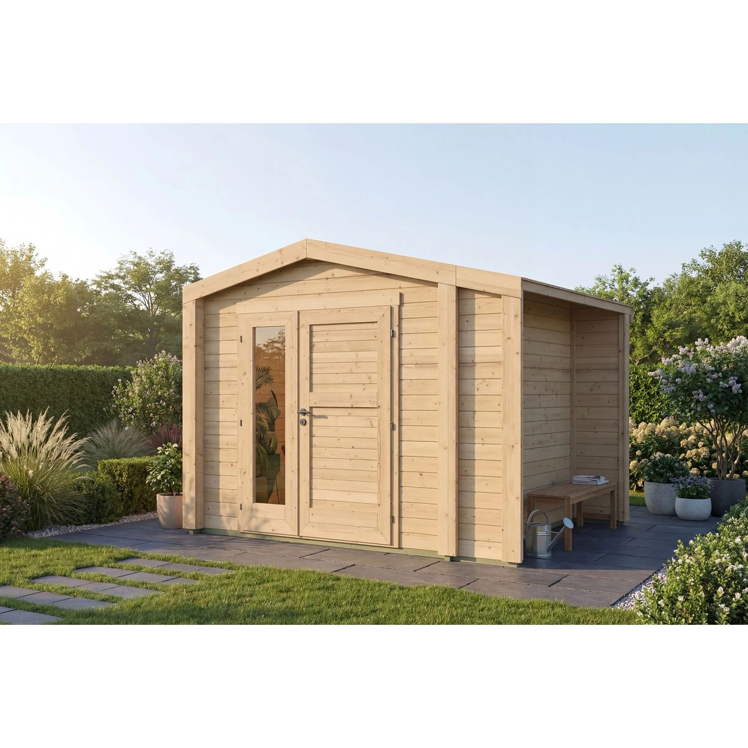 Weka Holz-Gartenhaus Killarney Satteldach Natur Unbehandelt 311 cm x 263 cm