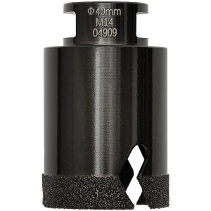 Medial Granitbohrkrone M14 Ø 40 mm für Winkelschleifer, Detailaufnahme.