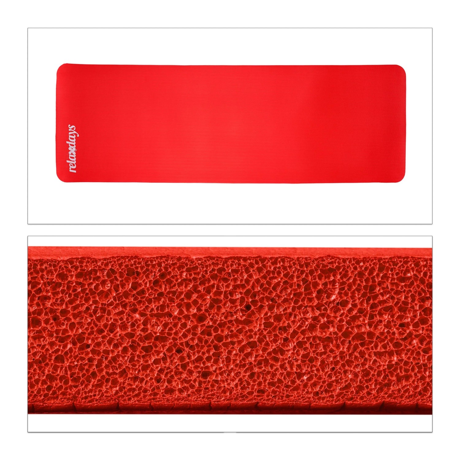 Relaxdays Yogamatte Kautschuk Rot Einfarbig 1 cm 60 cm x 180 cm 900 g