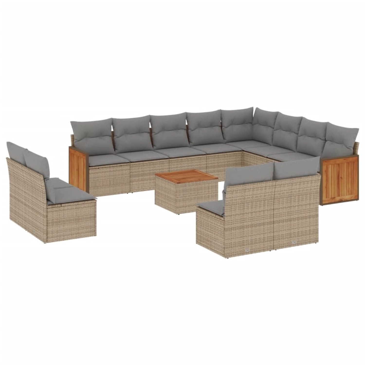 vidaXL 13-Tlg Garten-Sofagarnitur mit Kissen Beige Poly Rattan 3228159 günstig online kaufen