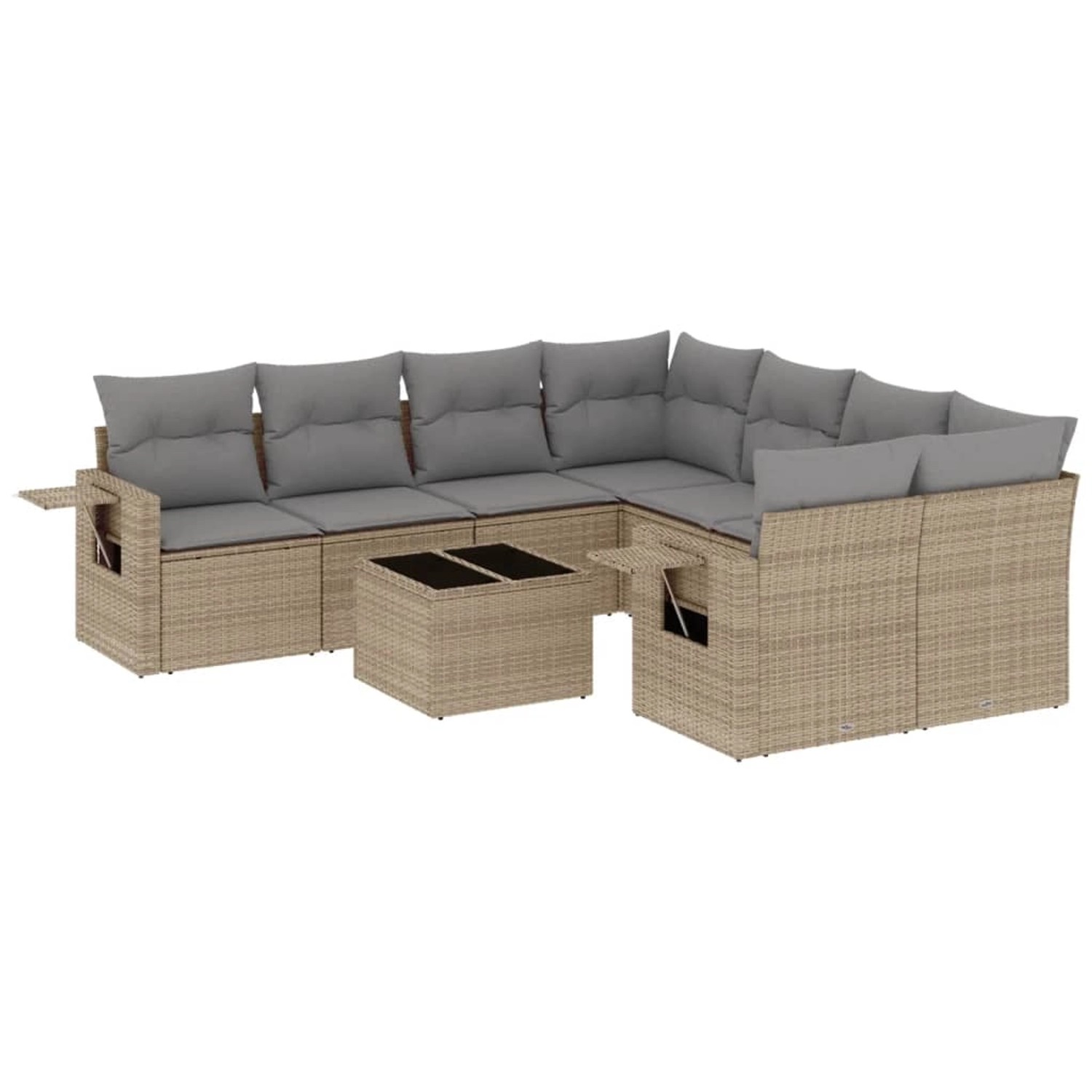 vidaXL 9-Tlg Garten-Sofagarnitur mit Kissen Beige Poly Rattan 3252296 günstig online kaufen