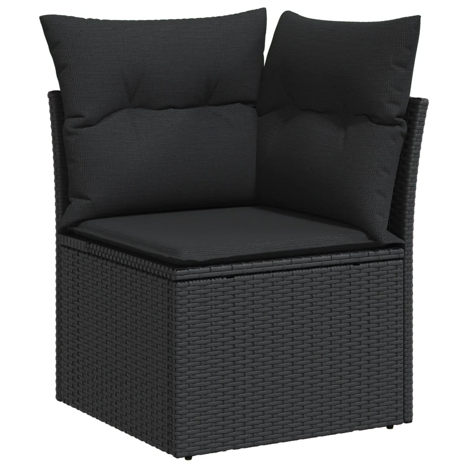 Schwarzes vidaXL Gartenmöbel-Set, 8-teilig, aus Poly Rattan, mit verstellbarem Tisch.