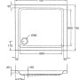 Technische Zeichnung Ottofond Duschwanne Samos Quadrat, 80x80 cm, Maße und Details.