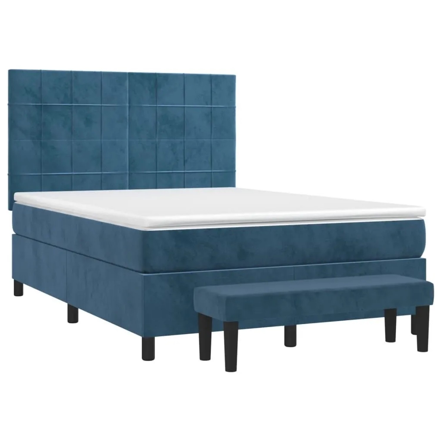 vidaXL Boxspringbett mit Matratze Dunkelblau 140x200 cm Samt 3137849 günstig online kaufen