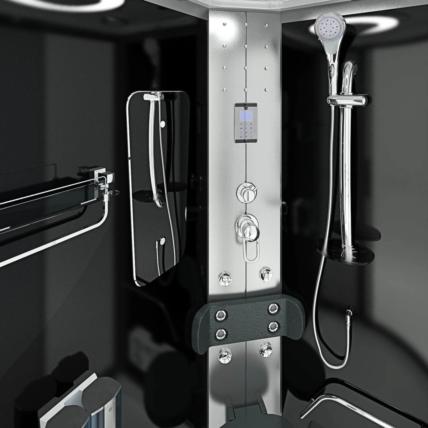 AquaVapore Komplettdusche 120x80cm mit Regendusche, Handbrause und Massagedüsen.