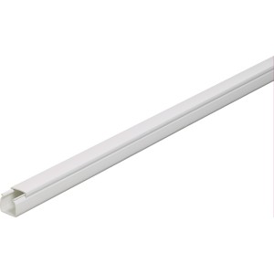 Grauer Kabelkanal, 15x15 mm, 2 m Länge. Zur ordentlichen Kabelführung.