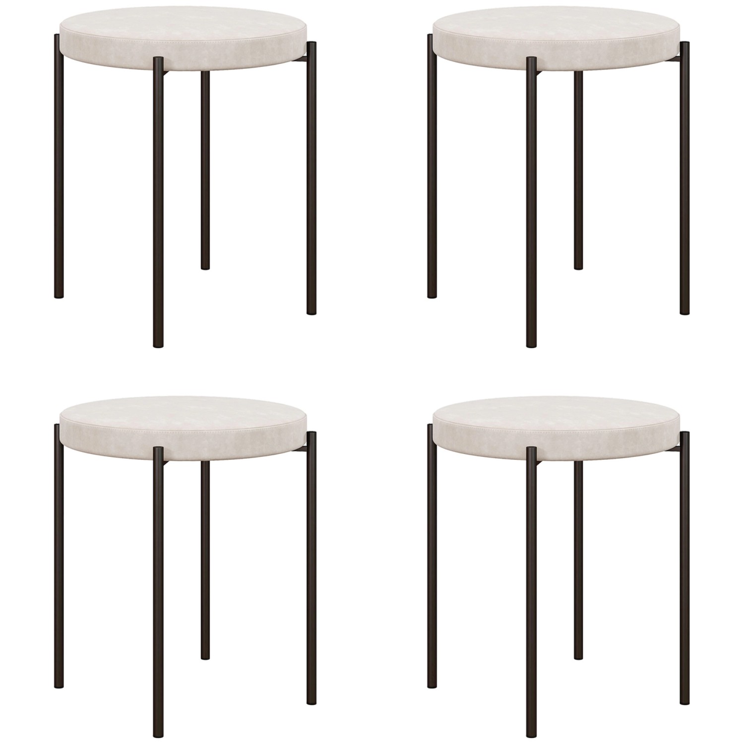 Thumbnail - HOMCOM 4er-Set Esszimmerhocker Samtoptik Sitzhocker