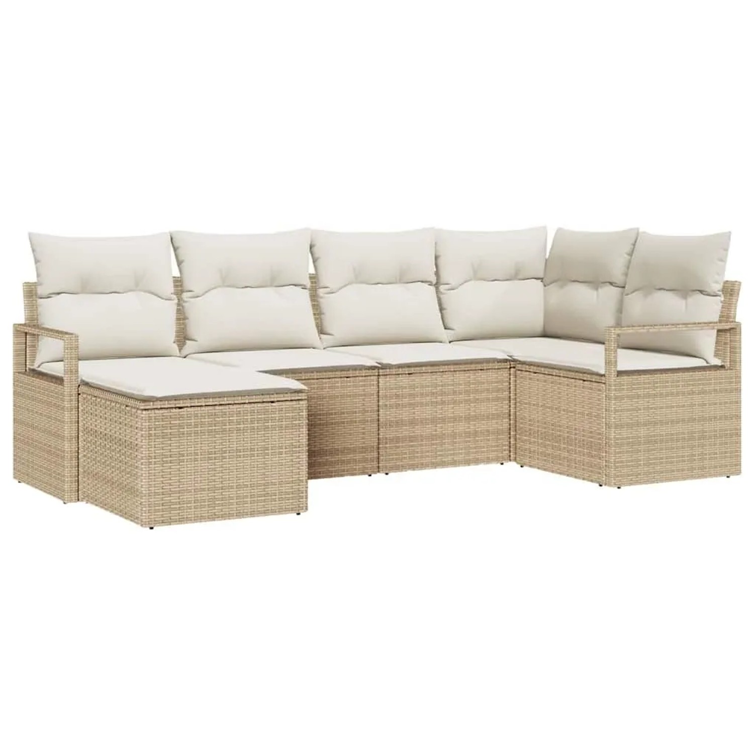 vidaXL Sofa Set mit Kissen 6-Tlg Beige und Creme Poly-Rattan 3355120 günstig online kaufen