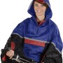 Fischer Regenponcho Deluxe in Blau/Schwarz mit Kapuze und Reflektoren für Radfahrer.