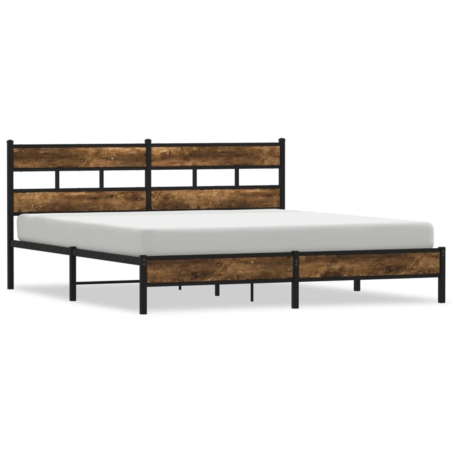 vidaXL Metallbett ohne Matratze Räuchereiche 180x200 cm 3308482