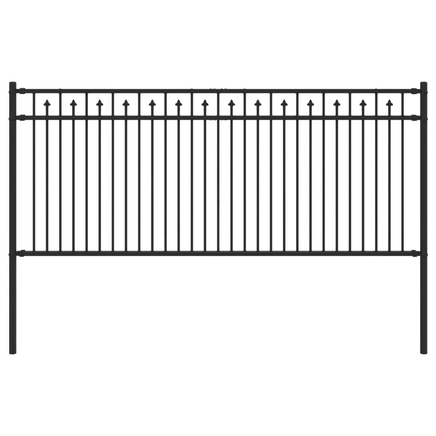 vidaXL Spitzenzaun Schwarz 200 x 130 cm Pulverbeschichteter Stahl 42030101