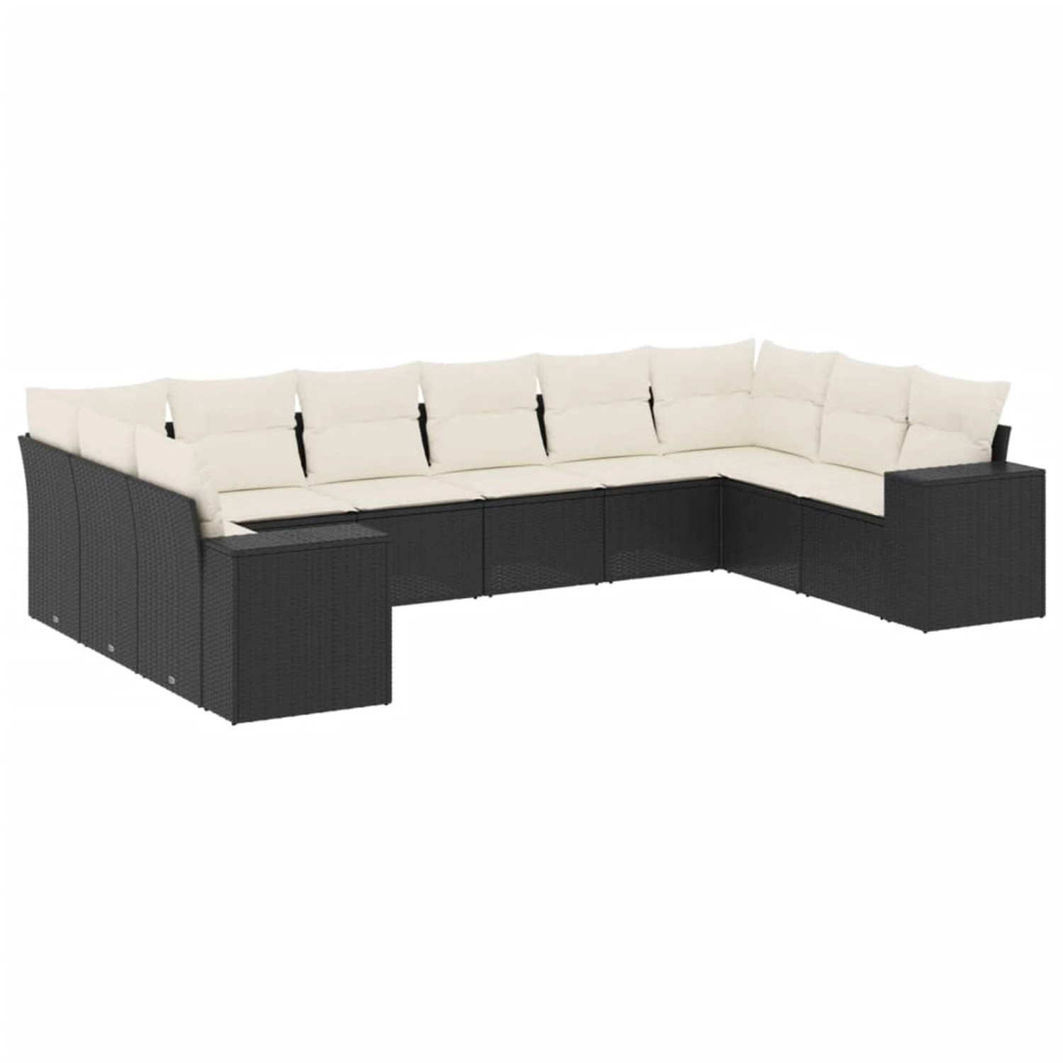 vidaXL 10-Tlg Garten-Sofagarnitur mit Kissen Schwarz Poly Rattan 3223065 günstig online kaufen