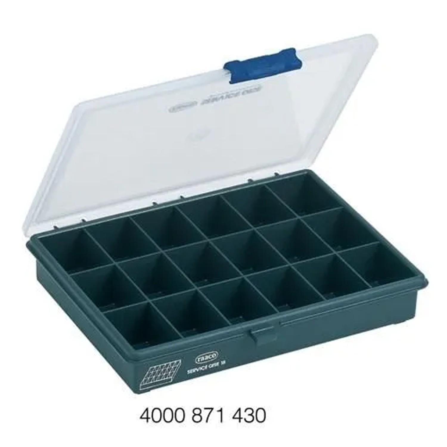 Raaco Sortimentskasten B 240 X T 195 X H 43 Mm 18 Fächer Transparent Dunkelblau 136167