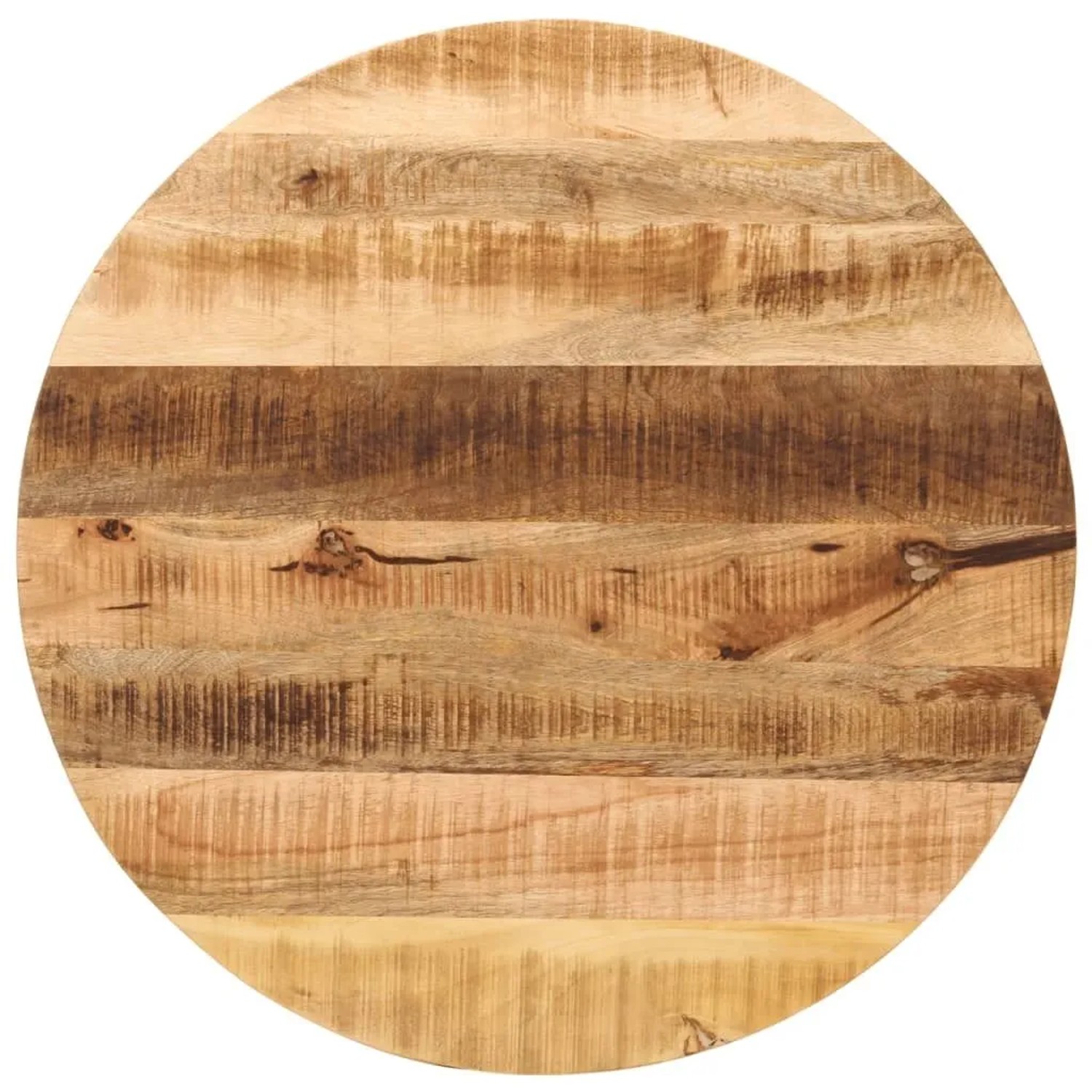 vidaXL Tischplatte Ø 70x3,8 cm Rund Raues Massives Mangoholz 370011