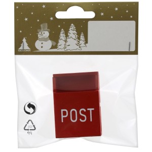 Roter Deko-Briefkasten aus Holz, 5 cm hoch, für Weihnachtsdekoration.