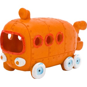 Pennplax SpongeBob Aquarium Deko: Bikini Bottom Bus, orange, 7 cm. Dekofigur für Aquarien.