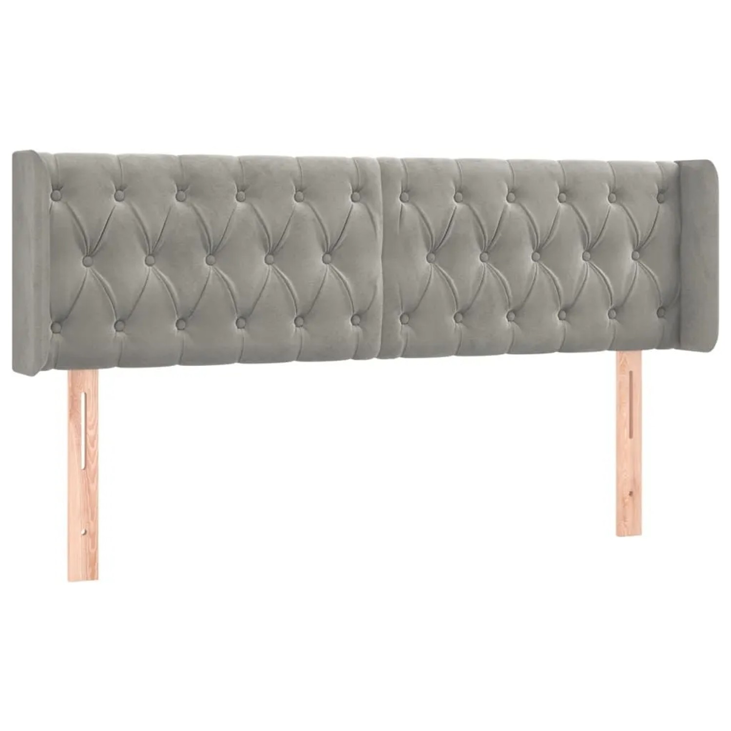 vidaXL Kopfteil mit Ohren Hellgrau 147x16x78/88 cm Samt 3119152