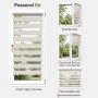 Beiges Doppelrollo Klemmfix für Fenster & Türen. Zeigt Montage an Dreh-Kipp, Drehfenster, Balkontür und Festverglasung.