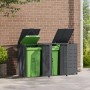 Anthrazitfarbene Mülltonnenbox für 3 Tonnen (120/240L) aus Stahl. Zubehör für Ordnungssysteme im Garten.