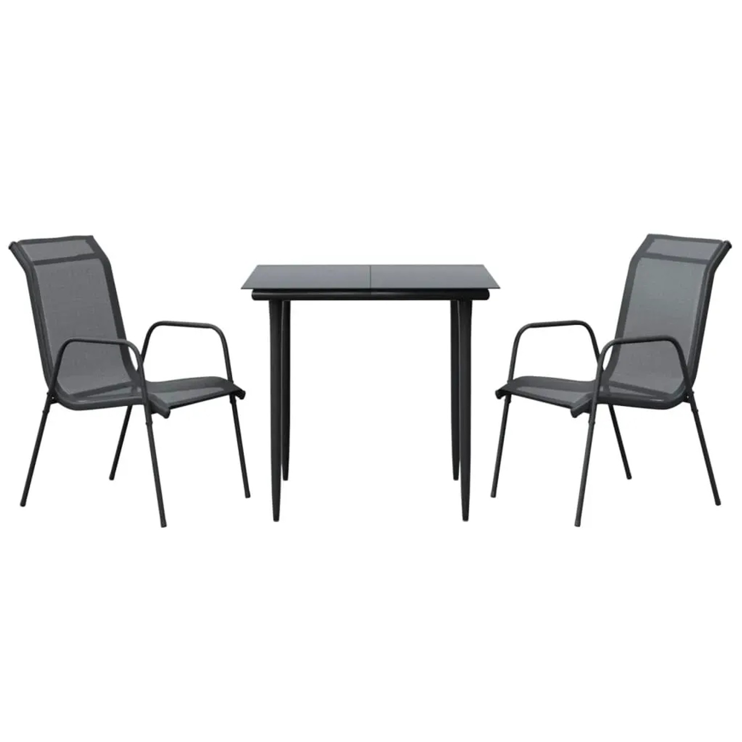 vidaXL 3-Tlg Garten-Essgruppe Schwarz Stahl und Textilene 3200682
