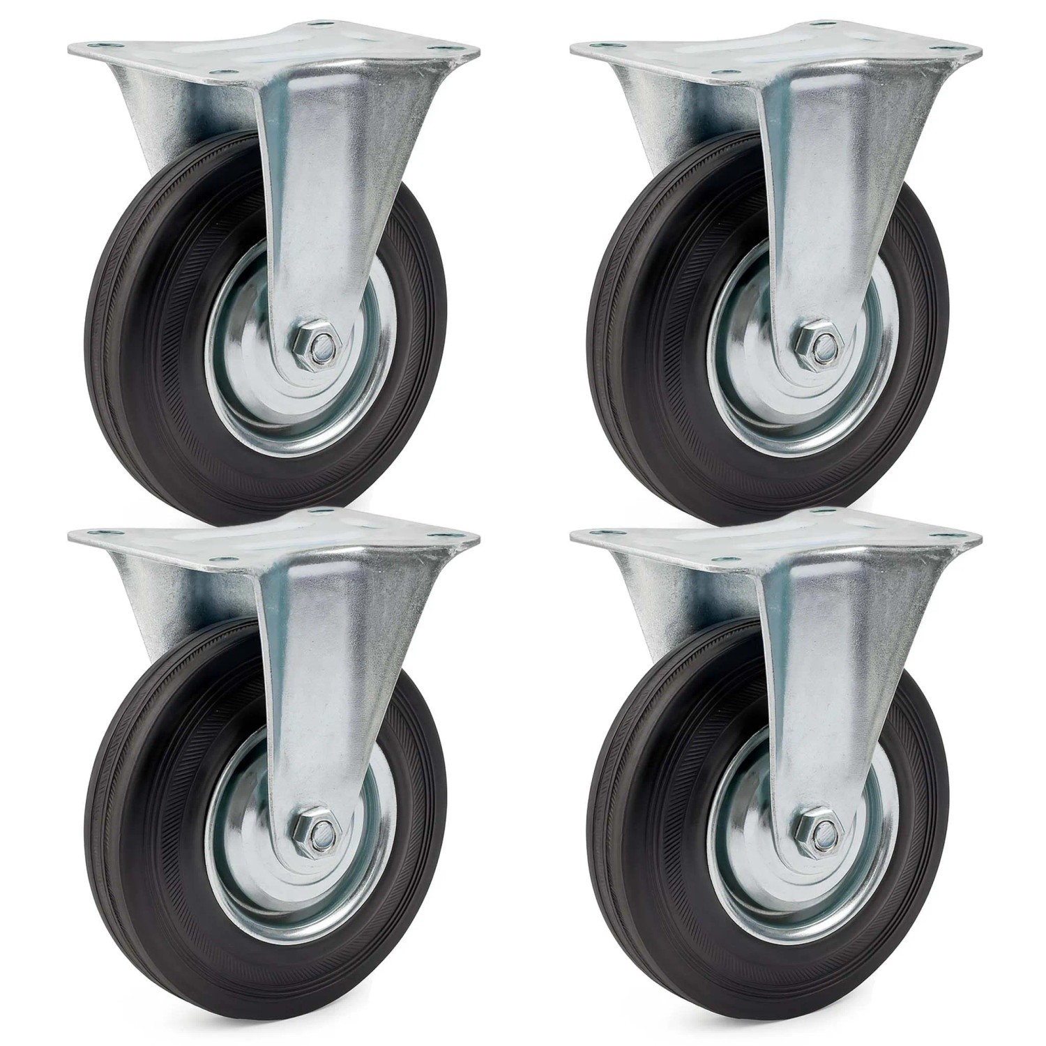 Wiltec Bockrollen Set 4X Transportrolle Vollgummirad 125Mm 100Kg Metallfelge