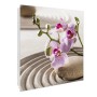 Banjado Schlüsselkasten mit Zen Relax Motiv: Weißer Kasten mit Glasfront, Orchidee und Stein auf Sand.