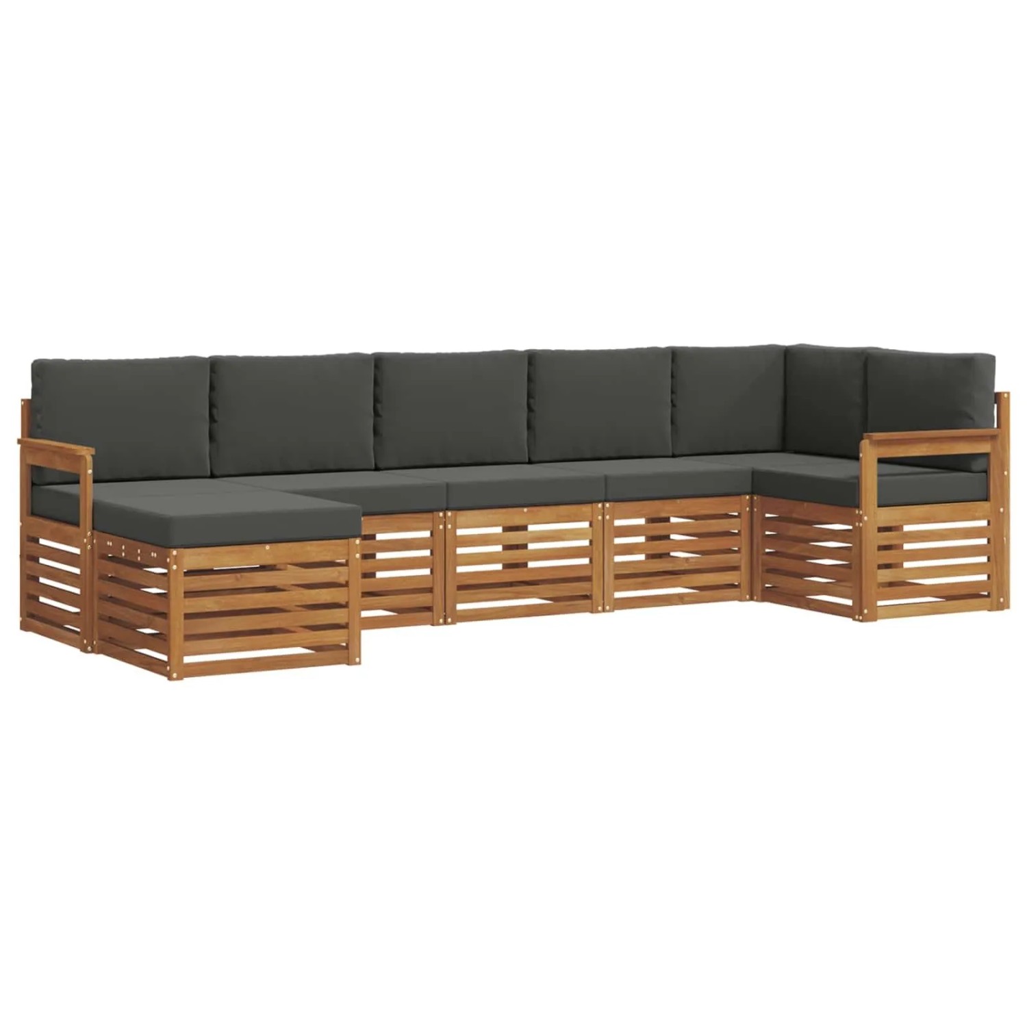 vidaXL Sofagarnituren 7 Tlg Natur und Anthrazit Massivholz Akazie 3375157