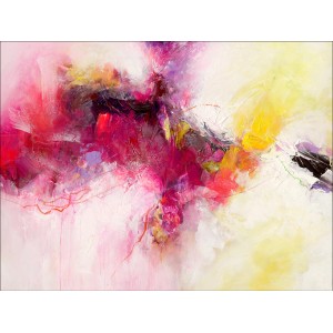Pro Art Leinwandbild Colorful Way I, 120x90cm, abstraktes Design in Pink, Gelb und Lila.