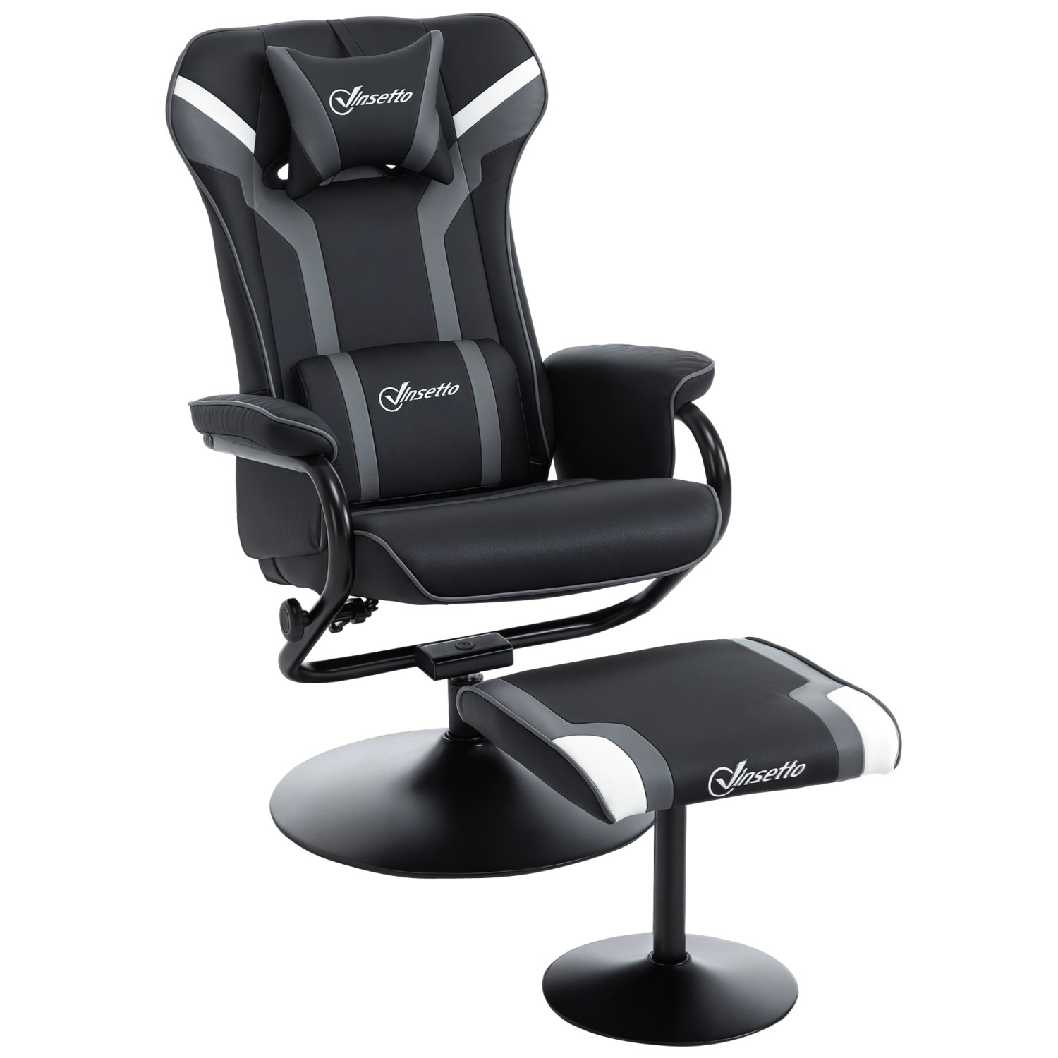 Vinsetto Relaxsessel mit Hocker Kunststoff Schaumstoff Stahl Schwarz Grau günstig online kaufen