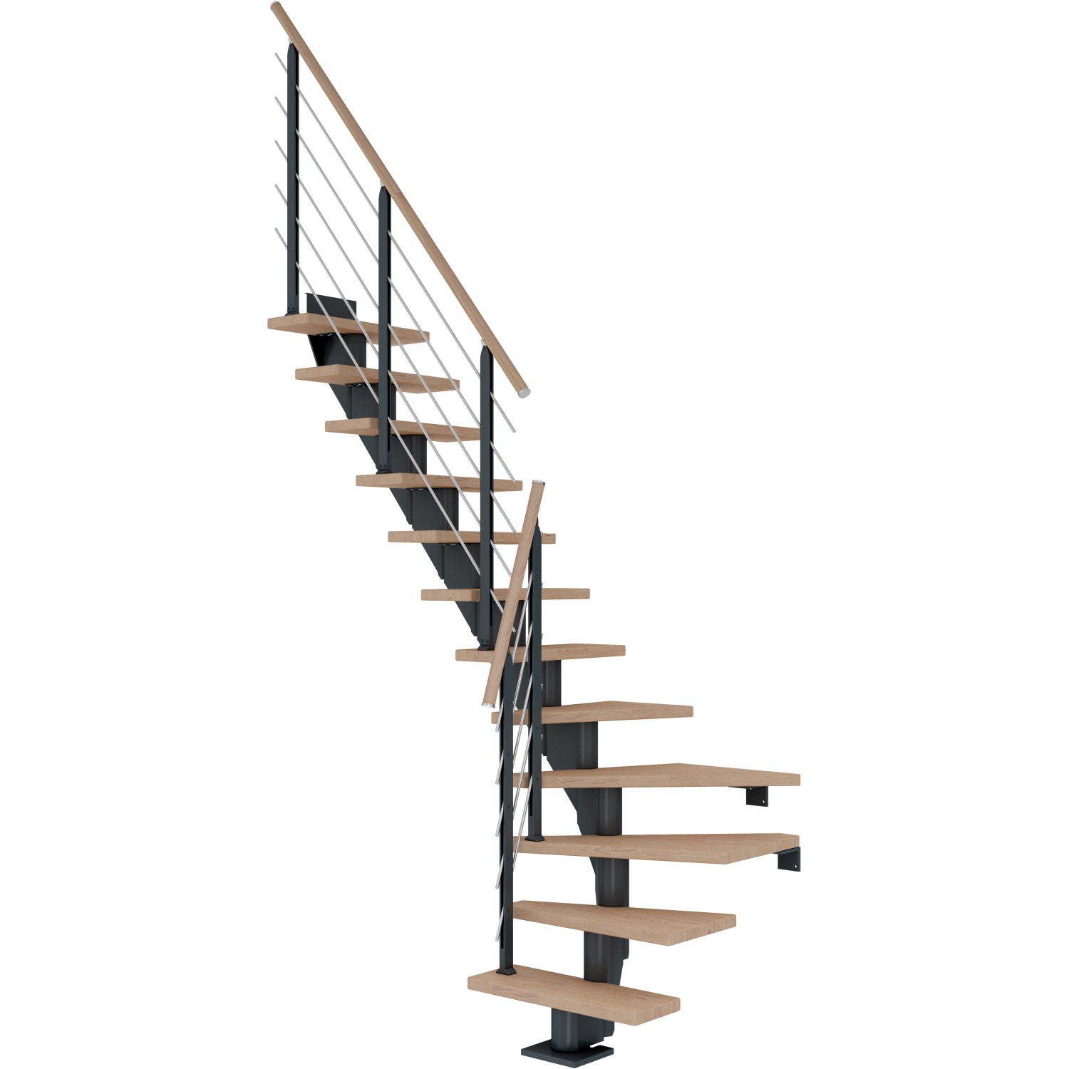 Dolle Mittelholmtreppe Frankfurt Eiche Weiß Anthrazit GH  279 cm 1/4 gew. 75 cm