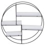 Weißes MCW Wandregal K76 mit vier Regalböden und schwarzem Metallrahmen im Industriedesign.