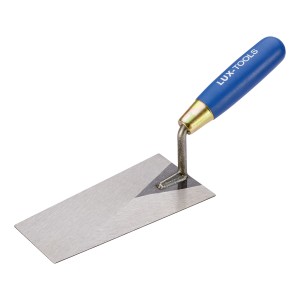 LUX Putzkelle Classic, 160 mm, mit blauem Griff für Putz- und Ausbesserungsarbeiten.