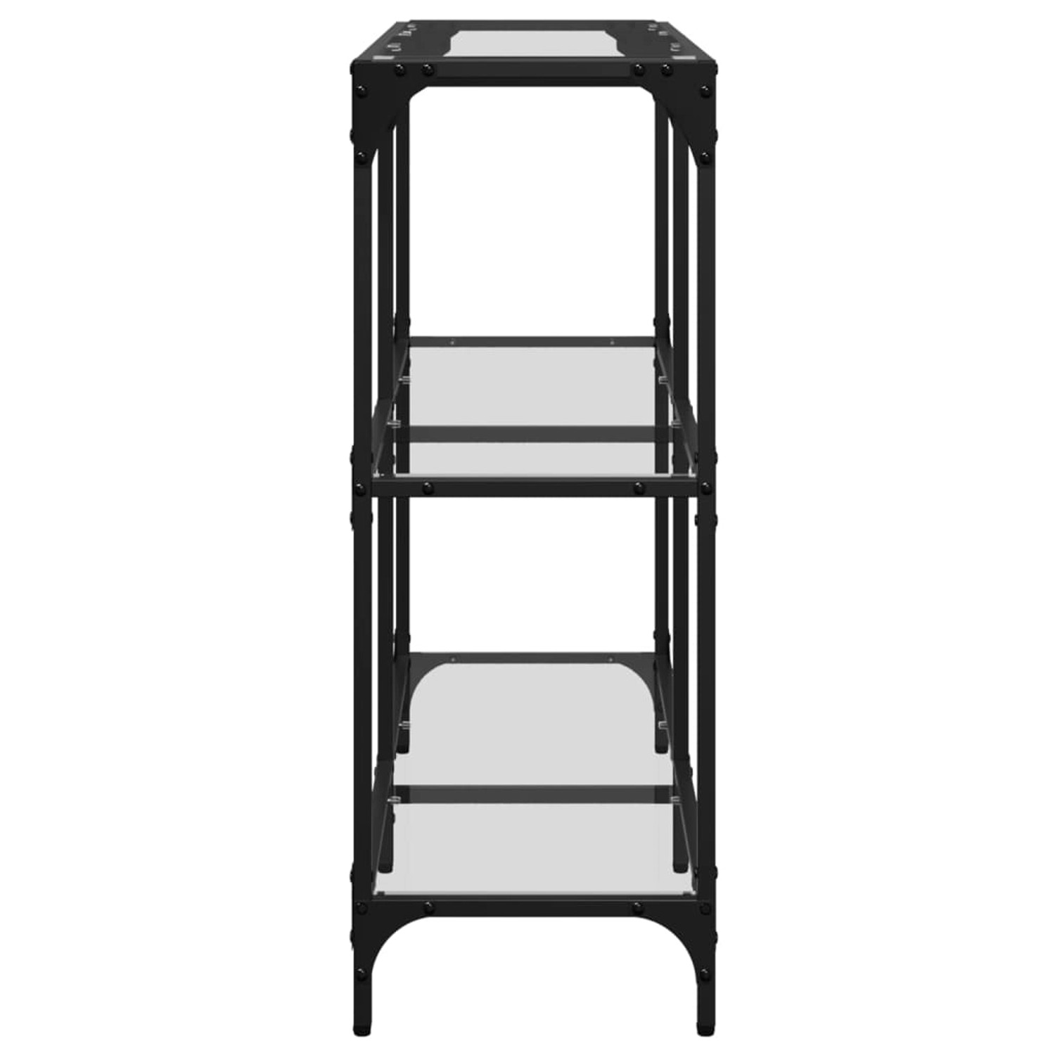 VidaXL Konsolentisch mit Glasplatten, transparent, Stahlgestell, 98x30x81 cm.
