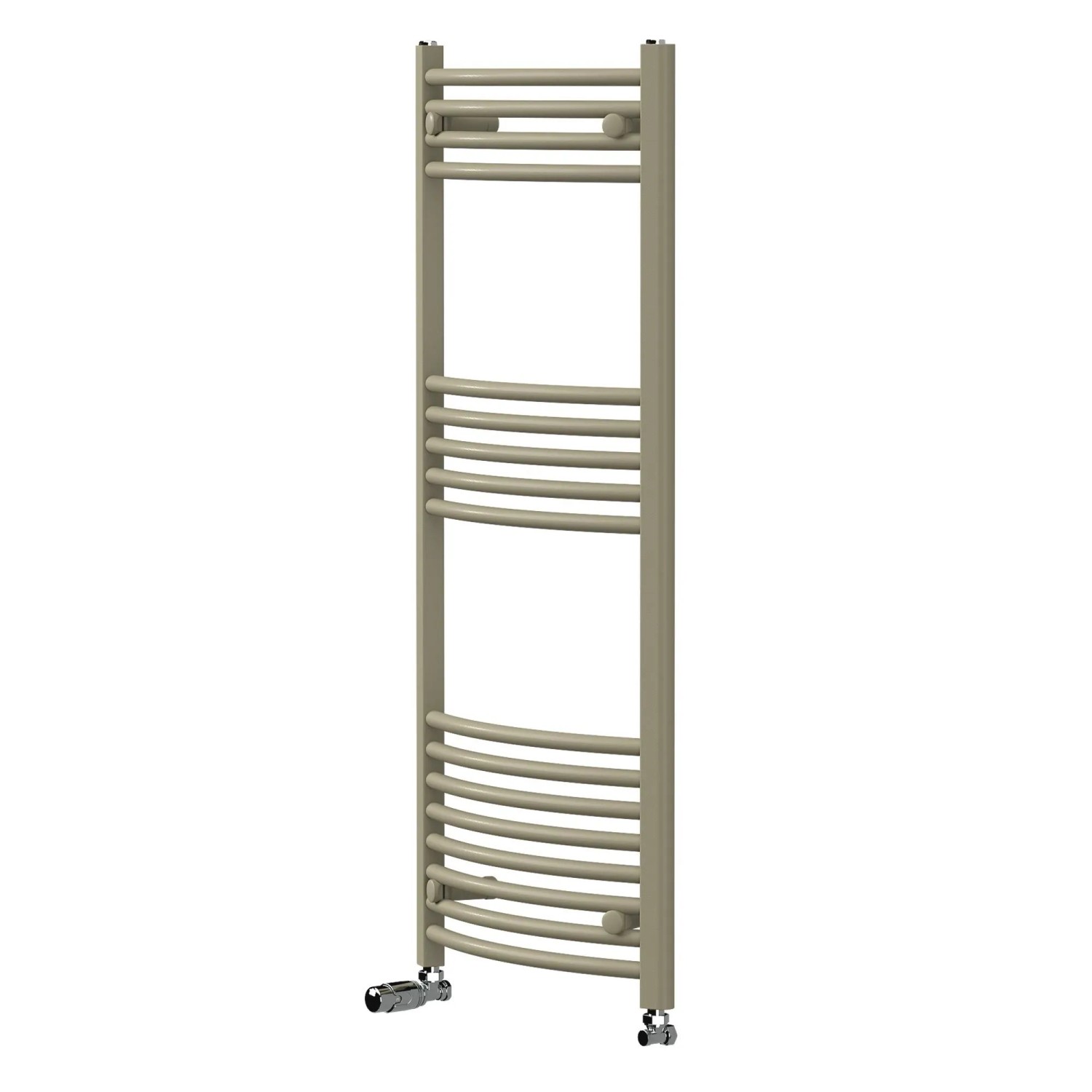 LuxeBath Handtuchheizkörper 500 x 1200 mm Beige mit Thermostatventil Badheizkörper Gebogen Seitenanschluss