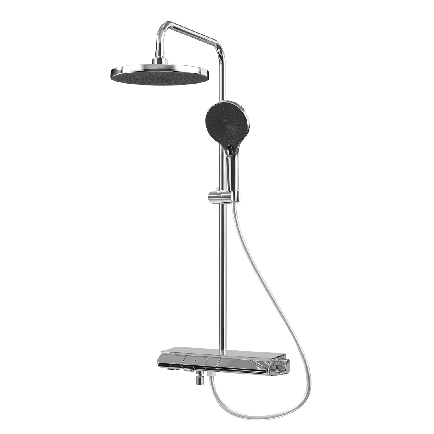 Emke Duschsystem mit Thermostat Chrom mit LED Beleuchtung Duschsystem Regendusche