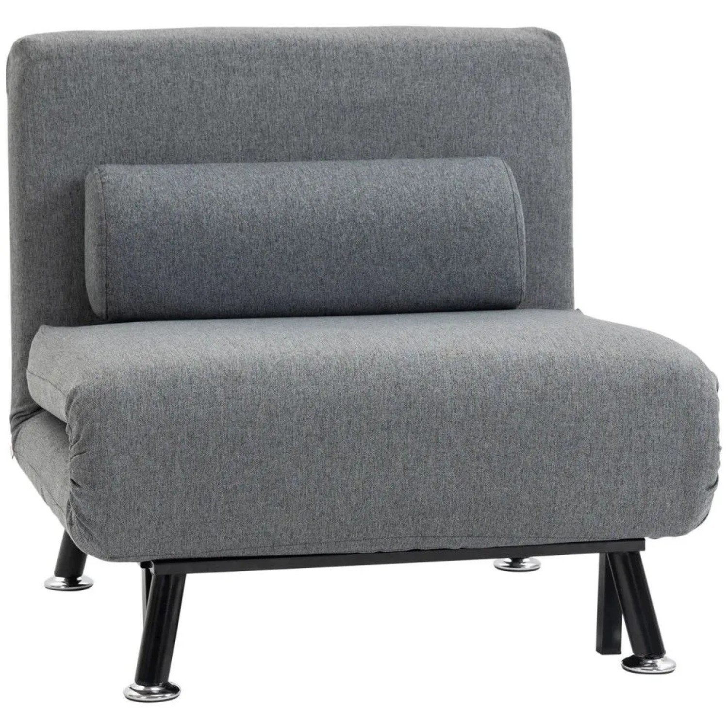 HOMCOM Sessel Schlafsofa mit Bettfunktion Verstellbarer Rückenlehne Kissen (klappbarer Relaxsessel, 1-St., Klappsessel), bis 150 kg belastbar, für Wohnzimmer, Dunkelgrau