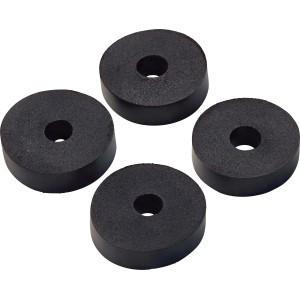 Hahnscheiben-Set, 4 schwarze Gummidichtungen für Armaturen mit Loch in der Mitte.