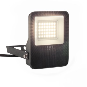 Schwarzer LED's Work Strahler, 20W, 2400lm, 4000K, IP65. Außenstrahler für Haus und Garten.