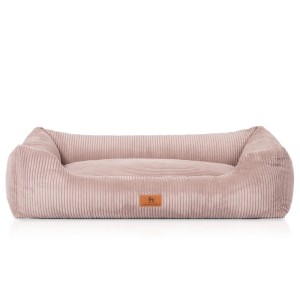 Rosa Knuffelwuff Hundebett Olivia Cord, Größe M-L (85x63cm). Gemütliches Hundekörbchen aus Cordstoff.