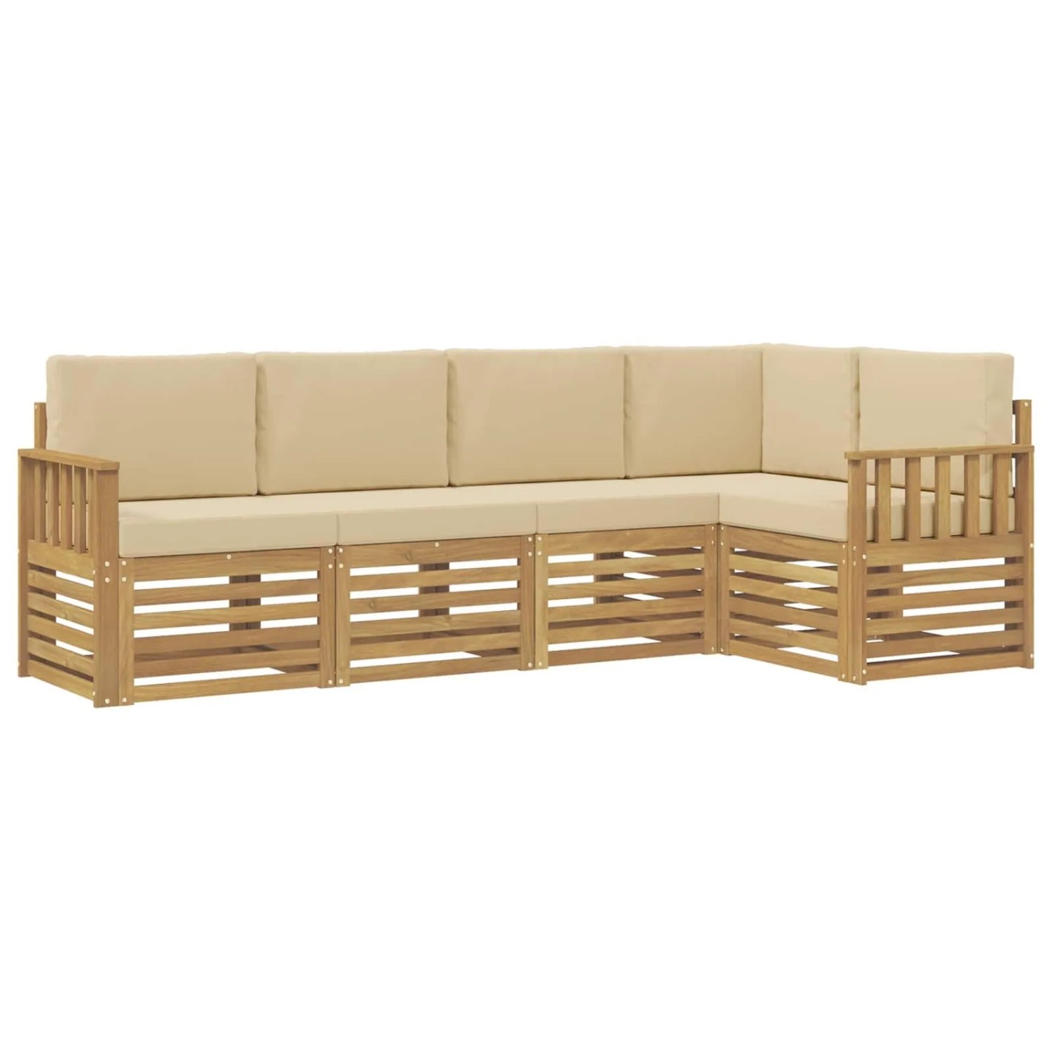 vidaXL Outdoor-Sofagarnitur 5-Tlg Weiß und Beige 247 x 128,5 x 73 cm 3391828