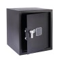 Offener, schwarzer Yale Tresor Value Safe L Code 40 l mit digitalem Tastenfeld.